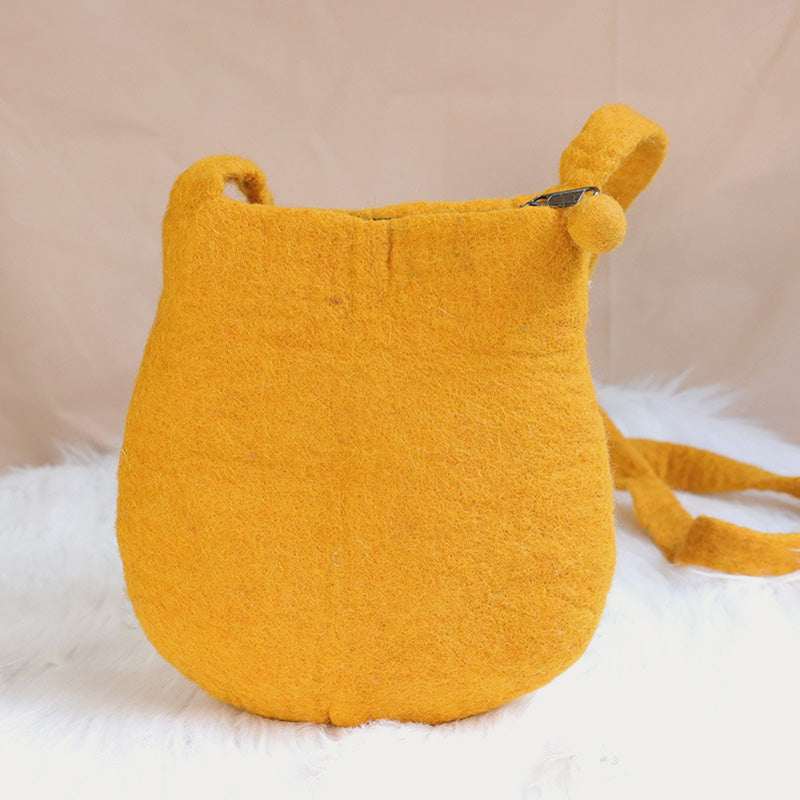 Handmade Bucket Bag For Women Wool Felt Crossbody Purse