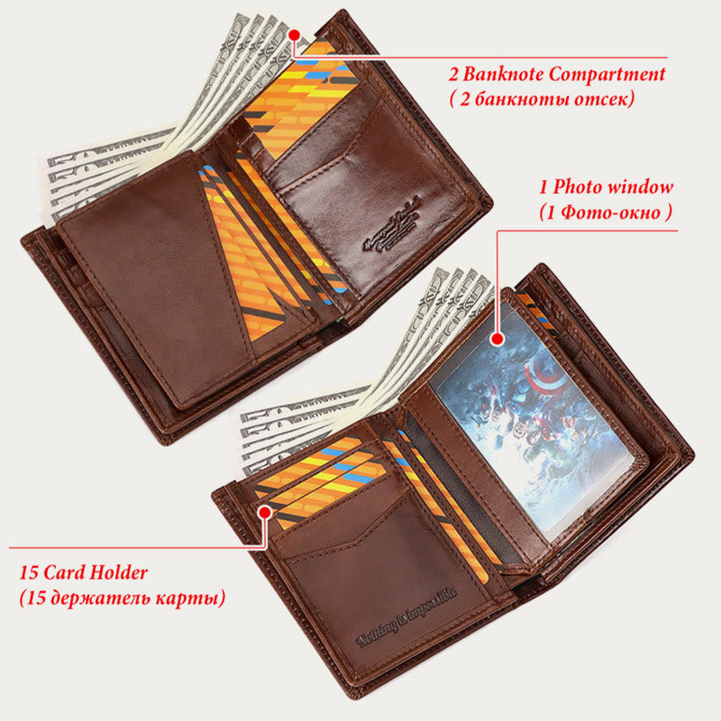 Vertical Wallet RFID Airtag Genuine Leather Gentle Chain Purse For Men