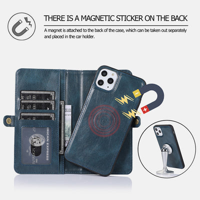 Multifunctional Leather Detachable Wallet Magnetic Phone Case for iPhone16/15/14/13