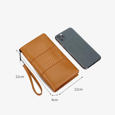 Plain Color Phone Bag Large Capacity Leather Wallet For Women