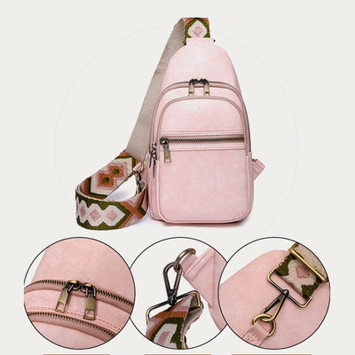 Sling Bag For Women Wide Straps Retro Leather Crossbody Bag