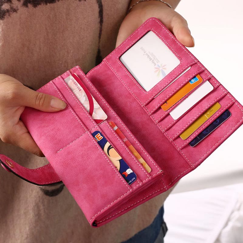 Long Wallet For Women Solid Color Multiple Slot Daily Purse