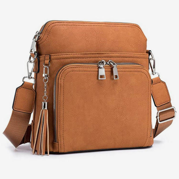 Crossbody Bag for Women Multi-Pocket Soft Leather Shoulder Purse with Card Slots