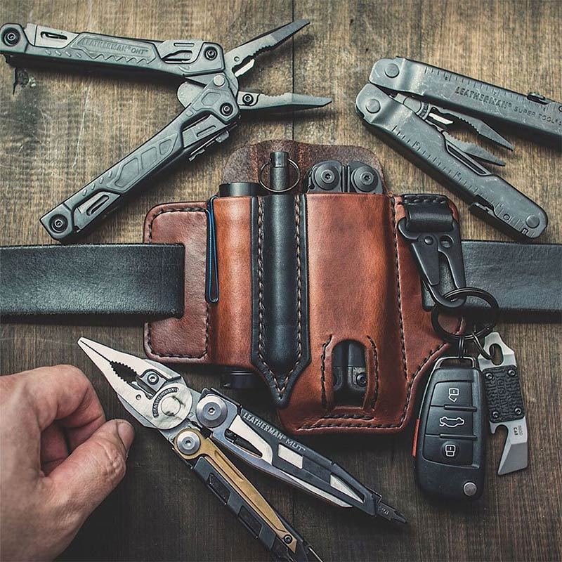 Unique Quality Leather Belt Loop Waist Multitool Sheath