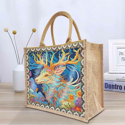 DIY Deer Diamond Air Painting Tote Creative Shopping Travel Handbag