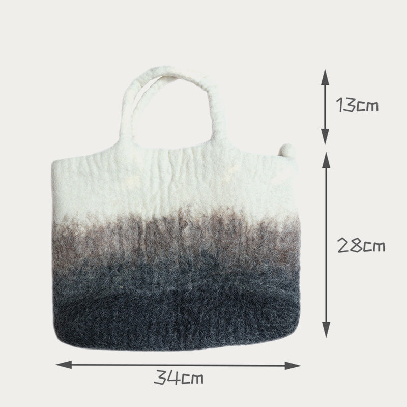 Natural Color Matching Handbag For Women Wool Felt Tote