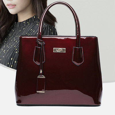 <Shipped within 24 hours> Glossy Leather Bucket Bag for Women