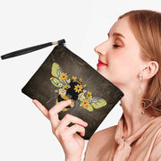 Diamond Coin Purse Zip Wallet DIY Bee Floral Diamond Wristlet Bag