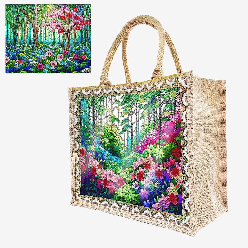 Rainforest DIY Diamond Air Painting Tote Resuable Linen Shoulder Bag