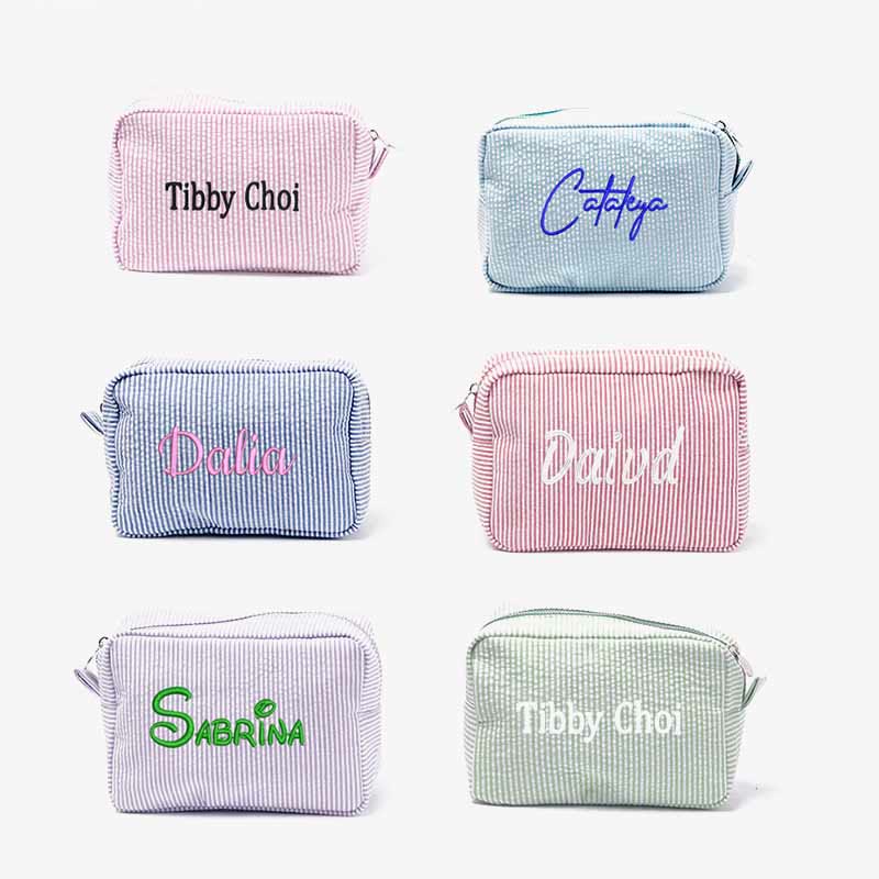 Personalized Embroidery Makeup Bag Soft Cotton Travel Cosmetic Pouch