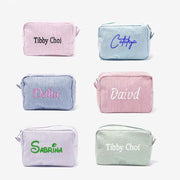 Personalized Embroidery Makeup Bag Soft Cotton Travel Cosmetic Pouch