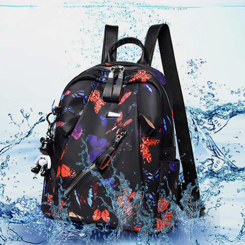 Women Waterproof Oxford Backpack Fashion Butterfly Print Light Travel Backpacks