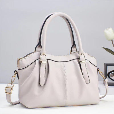 Plain Color Office Tote For Women Leather Top-Handle Bag