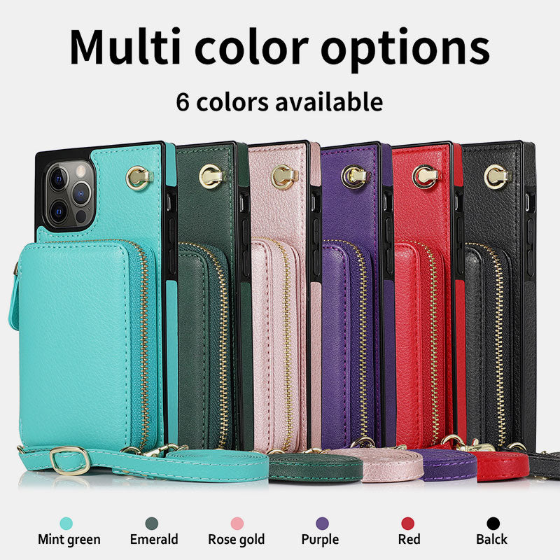 360° Edge Coverage Phone Case iPhone 16/15/14 Card Holder Crossbody Bag Wallet