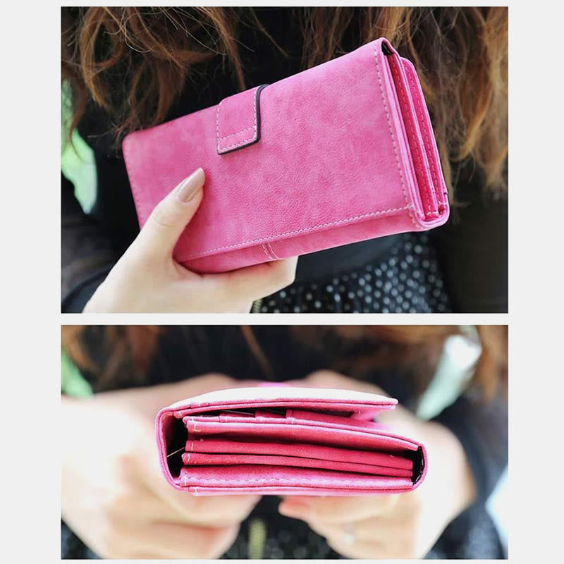 Long Wallet For Women Solid Color Multiple Slot Daily Purse