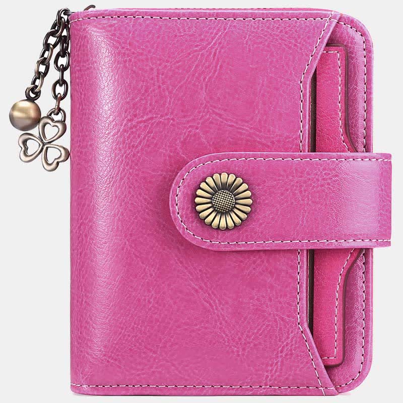 RFID Blocking Compact Bifold Leather Wallet with Detachable Card Holder