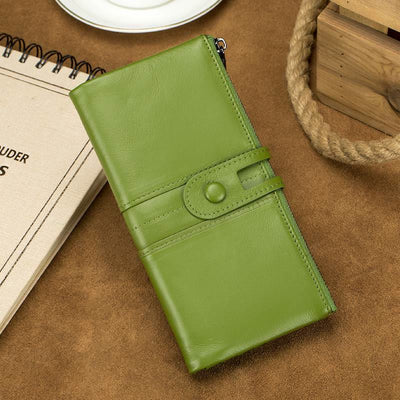 Genuine Leather RFID Long Wallet for Women