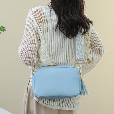 <Shipped within 24 hours> Women Tassel Solid Color Casual Leather Bag