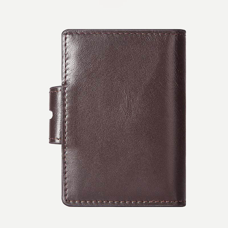 Genuine Leather Mens RFID Blocking Wallet Quick Access Card Holder