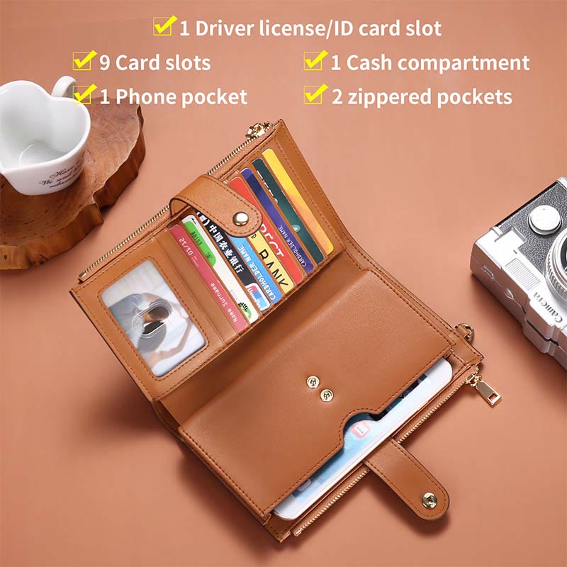 Wallet for Women RFID Multiple Slot Large Capacity Leather Card Purse