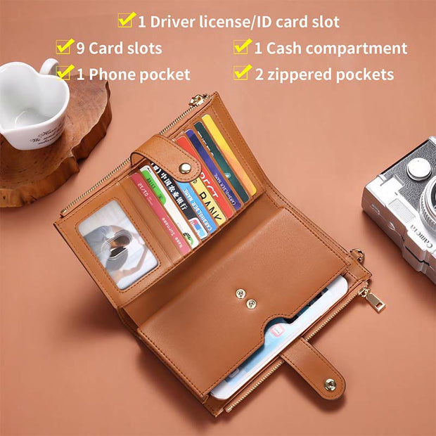 Wallet for Women RFID Multiple Slot Large Capacity Leather Card Purse