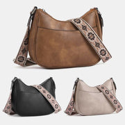 Vintage Wide Strap Vegan Leather Hobo Bag Crossbody Purse for Women