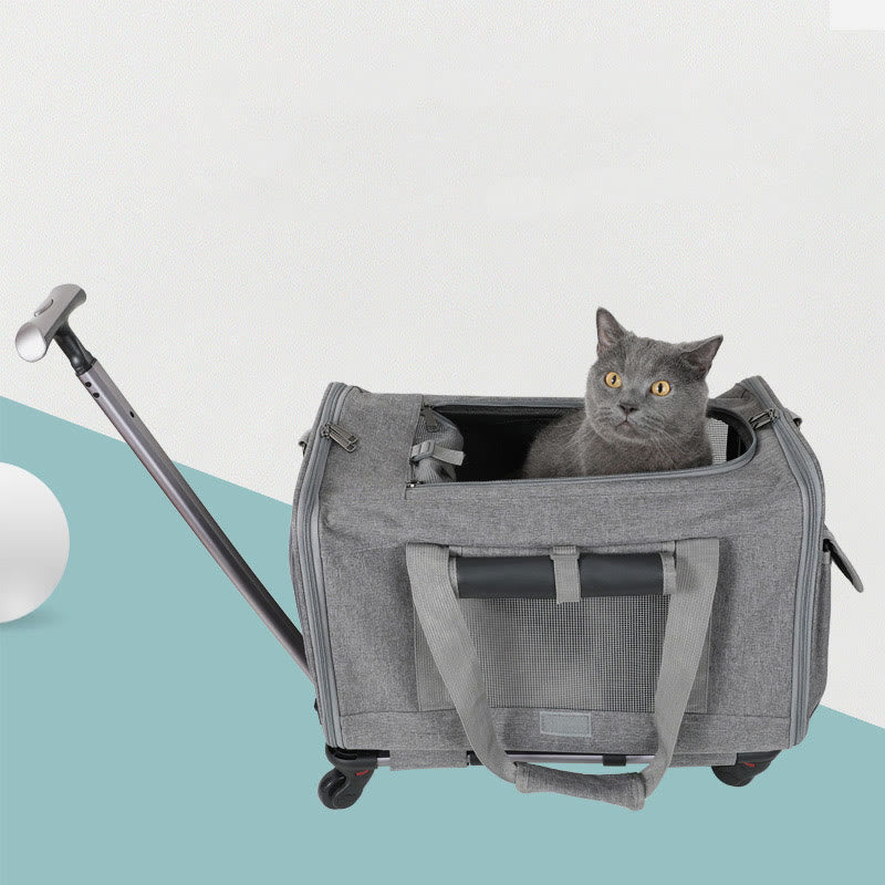 <Shipped within 24 hours> Rolling Pet Carrier Foldable Breathable Pull Rod Pet Bag