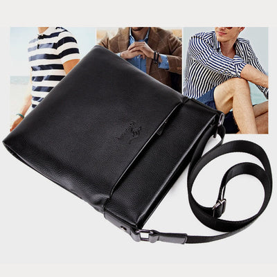 Business Messenger Bag For Men Simple Vertical Soft Leather Bag