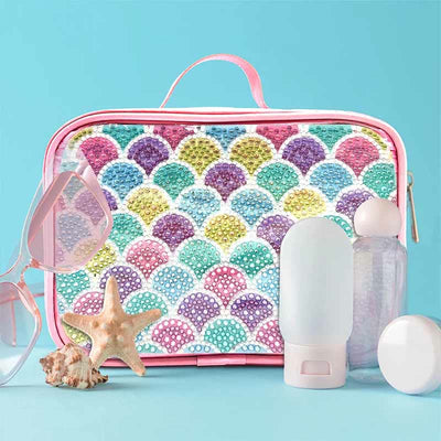 DIY Diamond Cosmetic Bag Fish Scale Pattern Rainbow Makeup Bag Purses