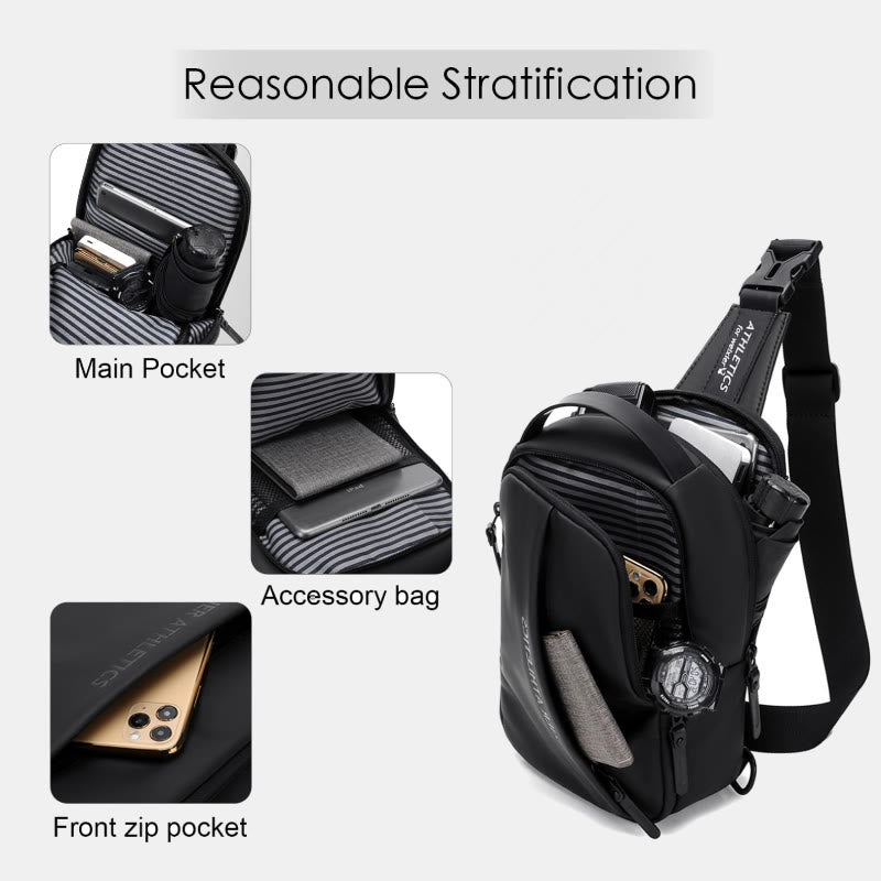 Waterproof Sling Bag Outdoor Casual Chest Bag for Hiking Cycling Traveling