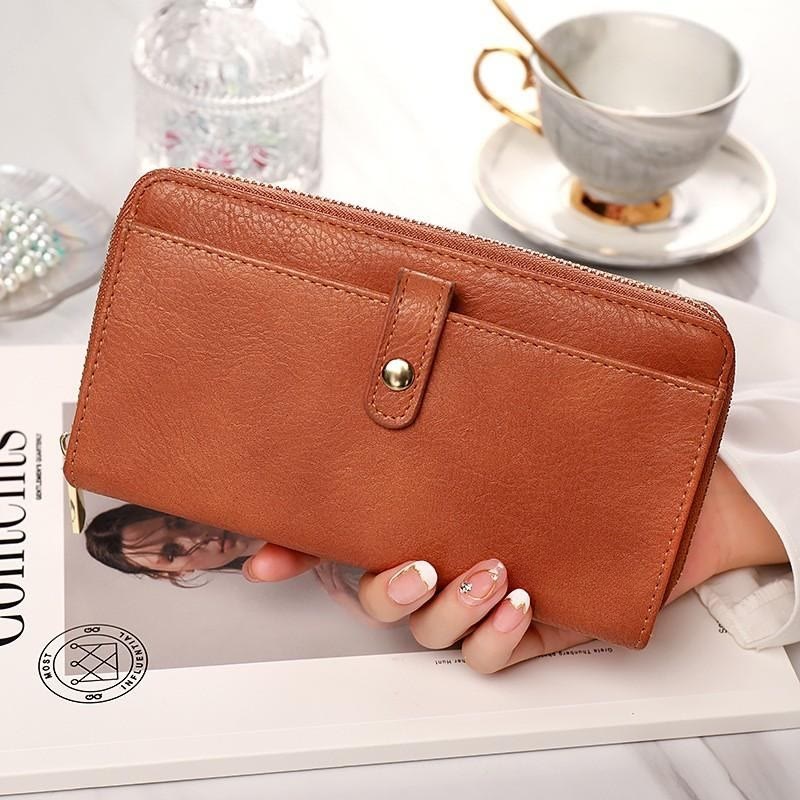 Womens Faux Leather Zip Around Wallet Clutch Credit Card Holder Purses