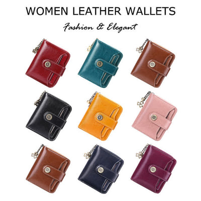 RFID Blocking Compact Bifold Leather Wallet with Detachable Card Holder