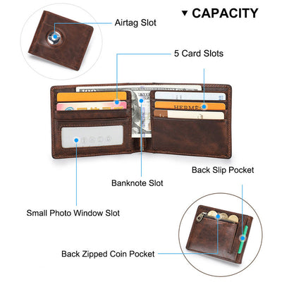 <Shipped within 24 hours> Multi Slot Leather Airtag Wallet