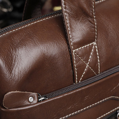 <Shipped within 24 hours> Men Genuine Leather Laptop Bag Briefcase