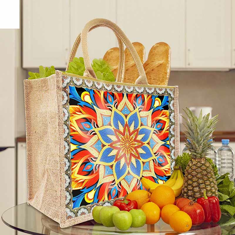 5D Diamond Painting Shopping Canvas Tote Mandala Pattern Shoulder Bag