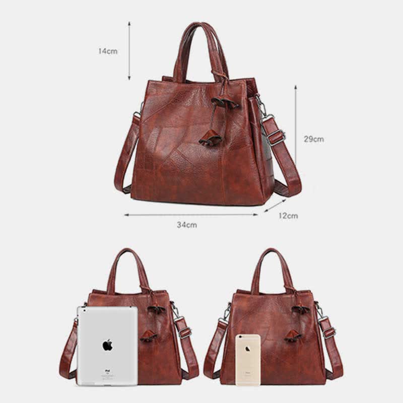 Retro Women Handbag Triple Compartment Shoulder Purse Satchel Crossbody Bag