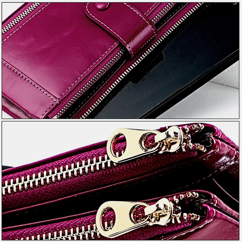 Genuine Leather RFID Blocking Credit Card Holder Bifold Clutch Wallet for Women