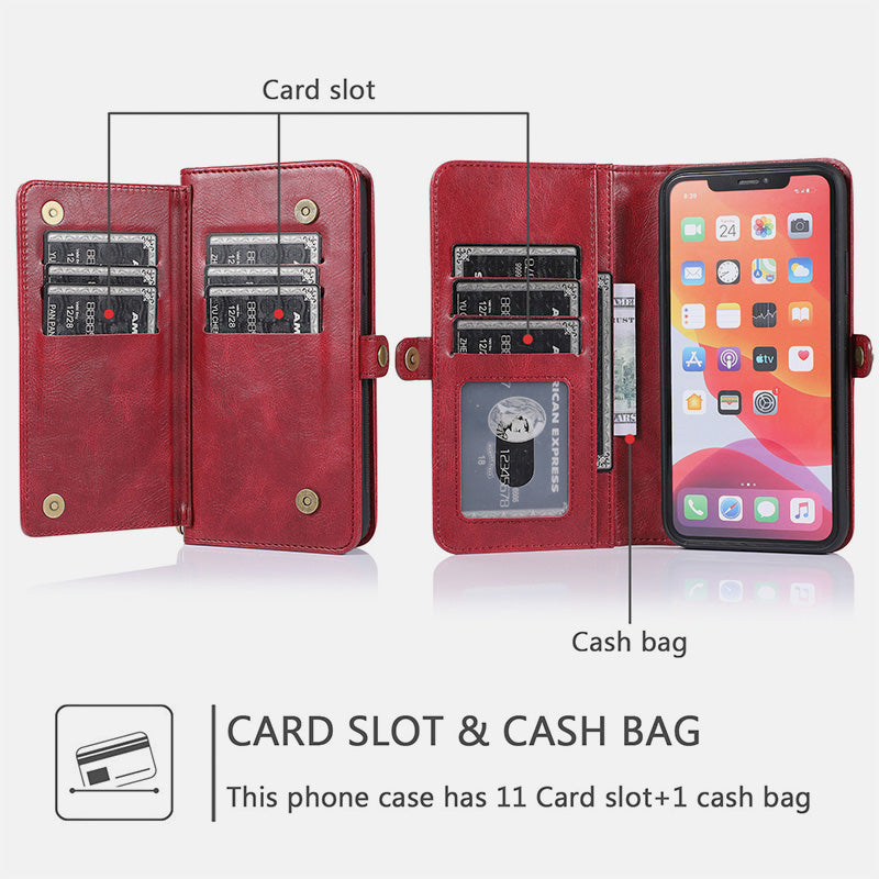 Multifunctional Leather Detachable Wallet Magnetic Phone Case for iPhone16/15/14/13