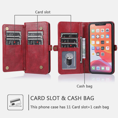 Multifunctional Leather Detachable Wallet Magnetic Phone Case for iPhone16/15/14/13