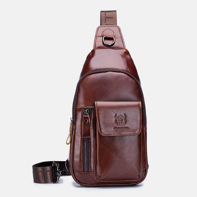 <Shipped within 24 hours> Genuine Leather Sling Chest Bag