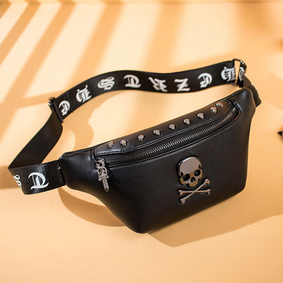 Punk Style Skull Waist Bag Rivet Belt Chest Bag