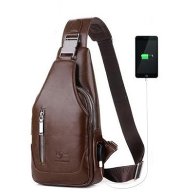 <Shipped within 24 hours> Anti-theft Double Compartment PU Leather Sling Bag