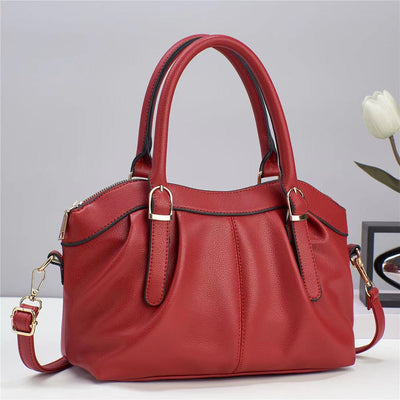 Plain Color Office Tote For Women Leather Top-Handle Bag