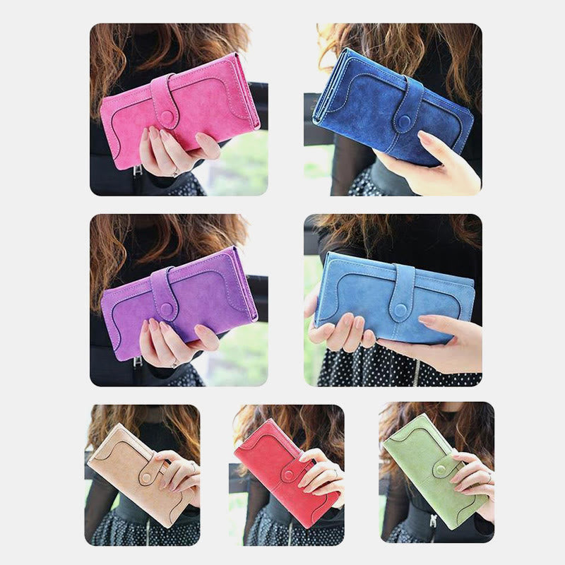 Long Wallet For Women Solid Color Multiple Slot Daily Purse