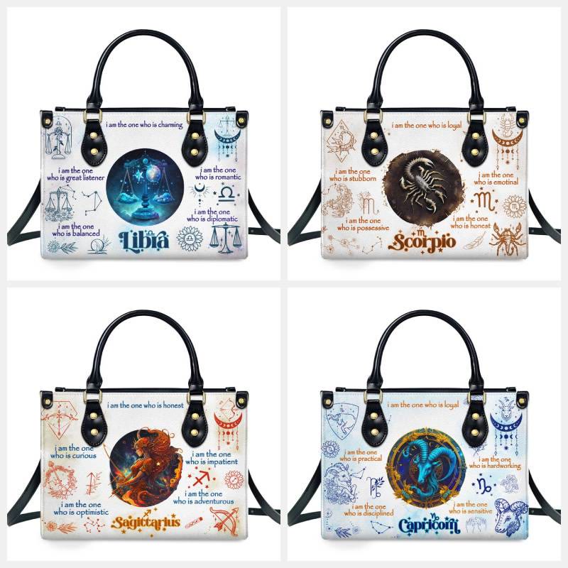 Zodiac Signs Handbag for Women Personalized Vegan Leather Tote