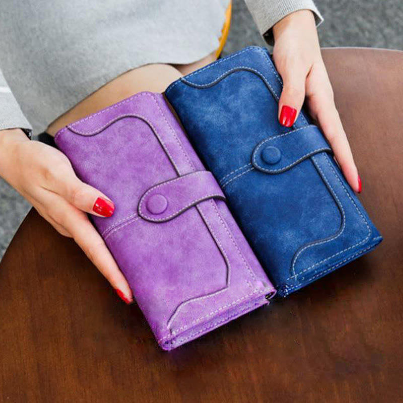 Long Wallet For Women Solid Color Multiple Slot Daily Purse