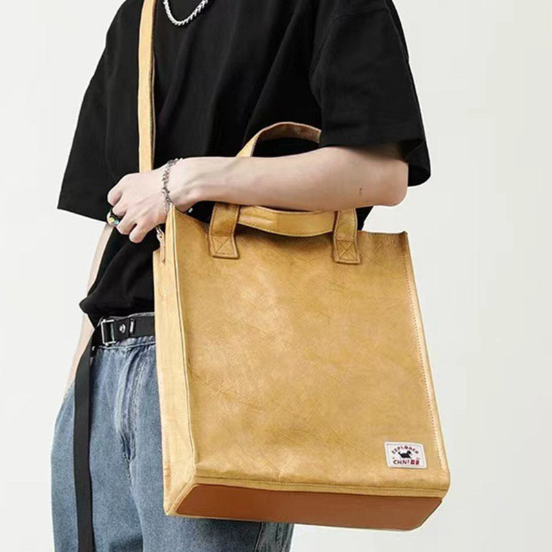 Minimalist Kraft Paper Bag Women Men Eco Friendly Crossbody Bag