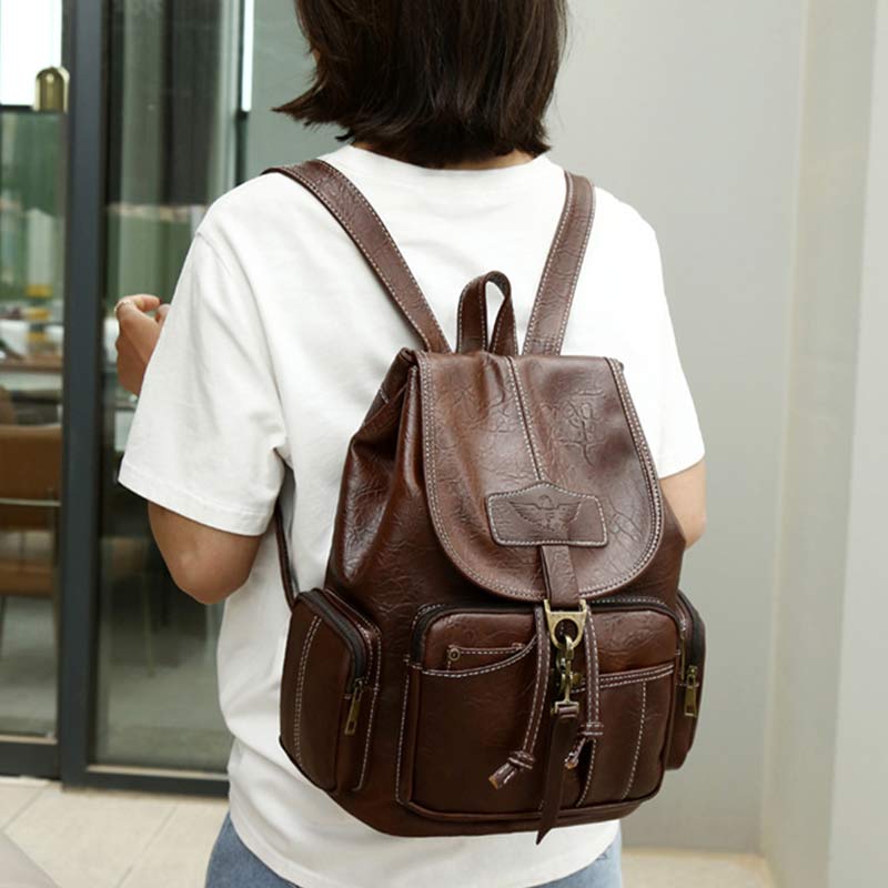 <Shipped within 24 hours> Vegan Leather Backpack Casual Daypack Purse