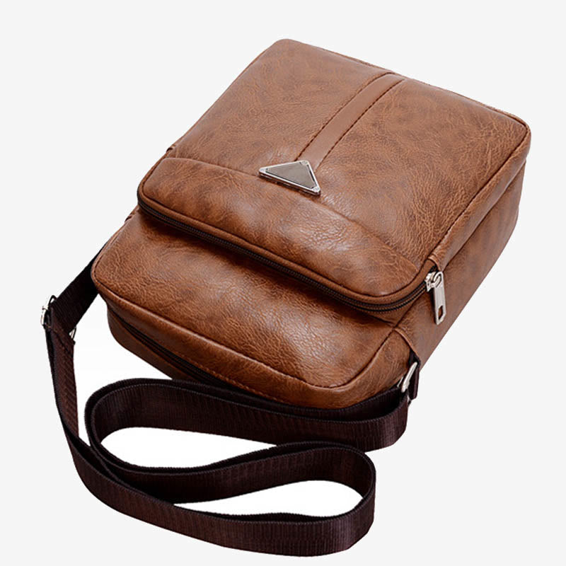 Small Crossbody Purse for Men Retro Vegan Leather Messenger Pack Bag