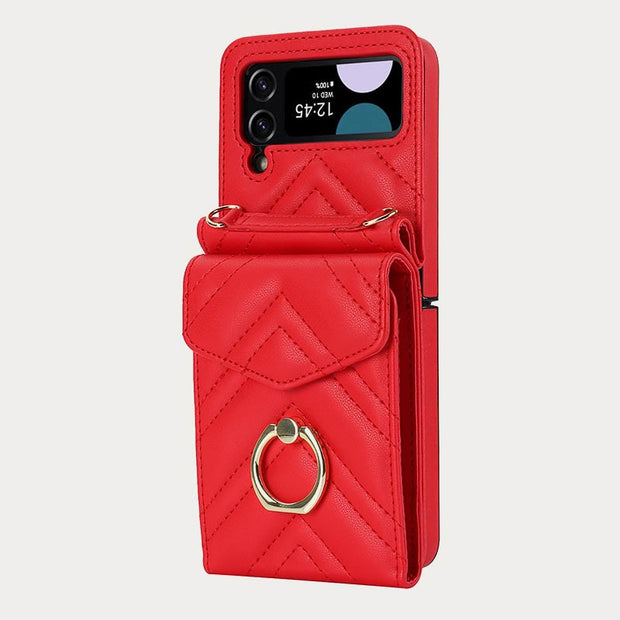 Phone Case For Daily Z Flip Series Quilted Leather Case